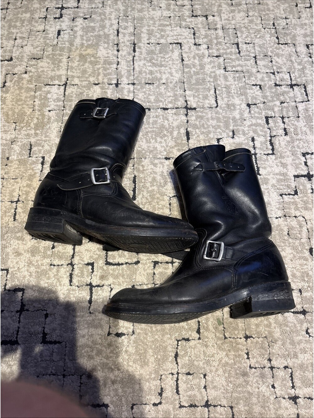 Chippewa Engineer Boots Size 10.5D 97863 Black Leather Soft Toe Made In USA